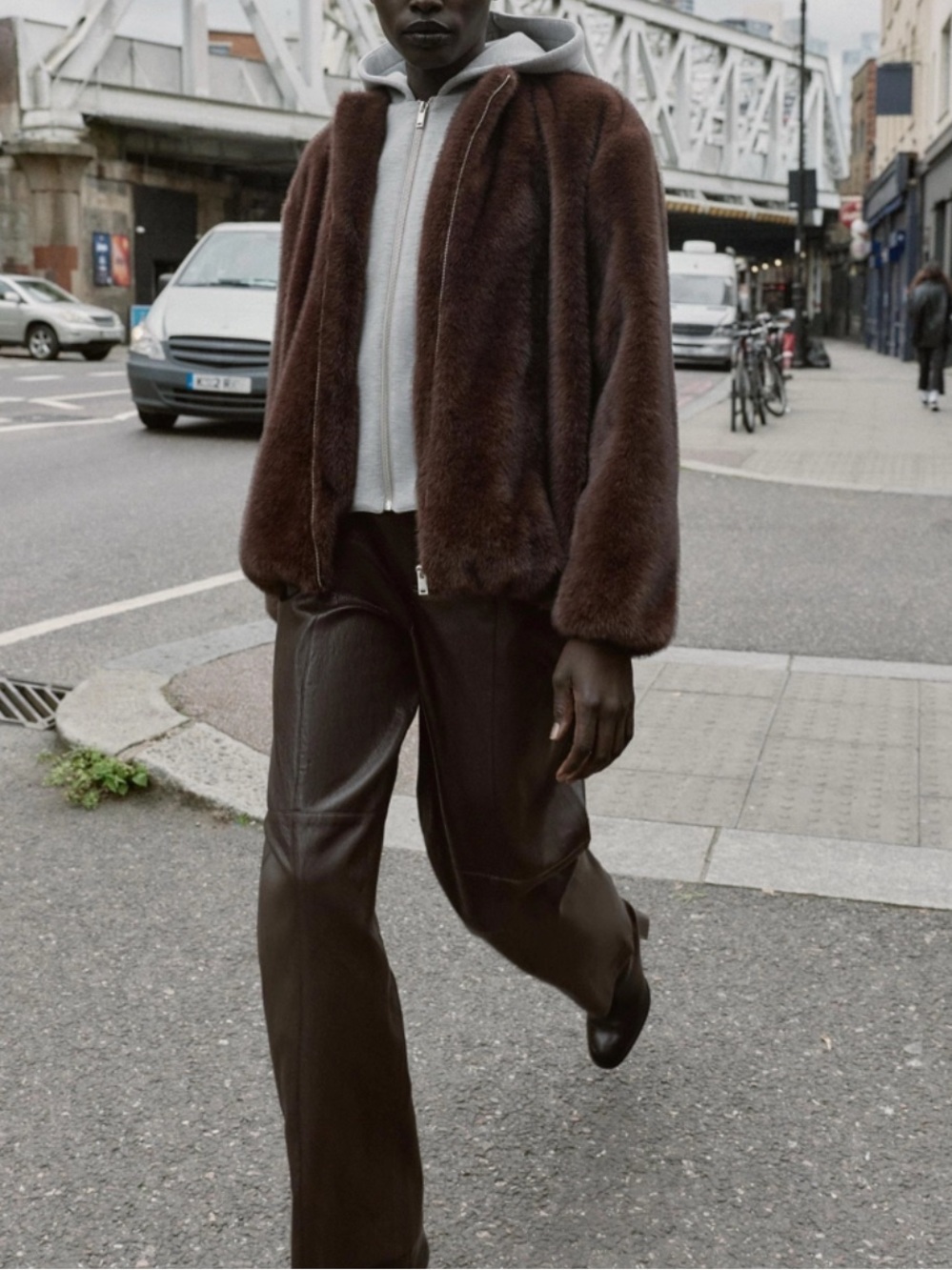 Zara fur bomber jacket‎